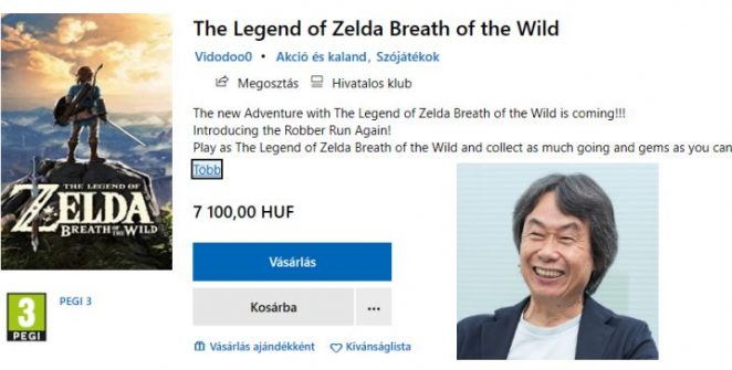 A Microsoft Store-ra tényleg felkerült a The Legend of Zelda: Breath of the Wild, bár a játék „leírásában” akkora kapitális marhaságokat olvashatunk, amelynek semmi köze a Nintendo híres címéhez, hogy vagy valamilyen tévedésre, vagy nagyon buta viccre, esetleg scamre gondolhatunk.