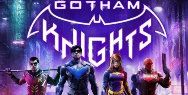 Batgirl, Nightwing, Red Hood és Robin, a főszereplők a Gotham Knights promóciós kulcsgrafikáján.
